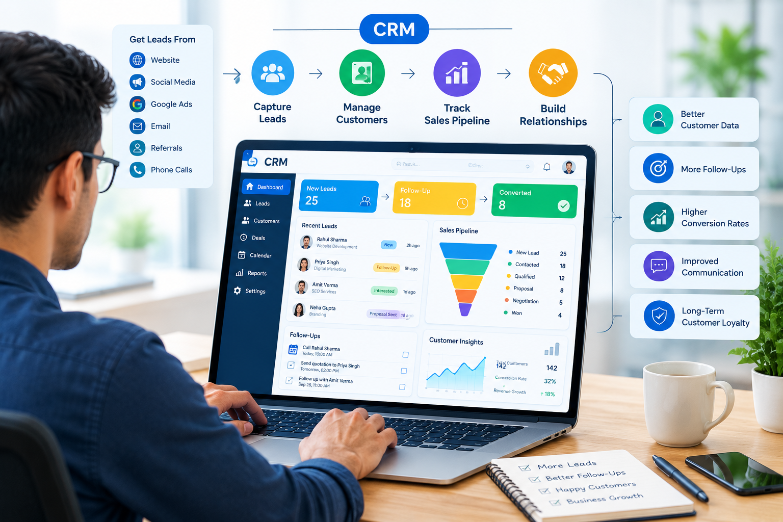 CRM system helping small businesses manage leads and customers